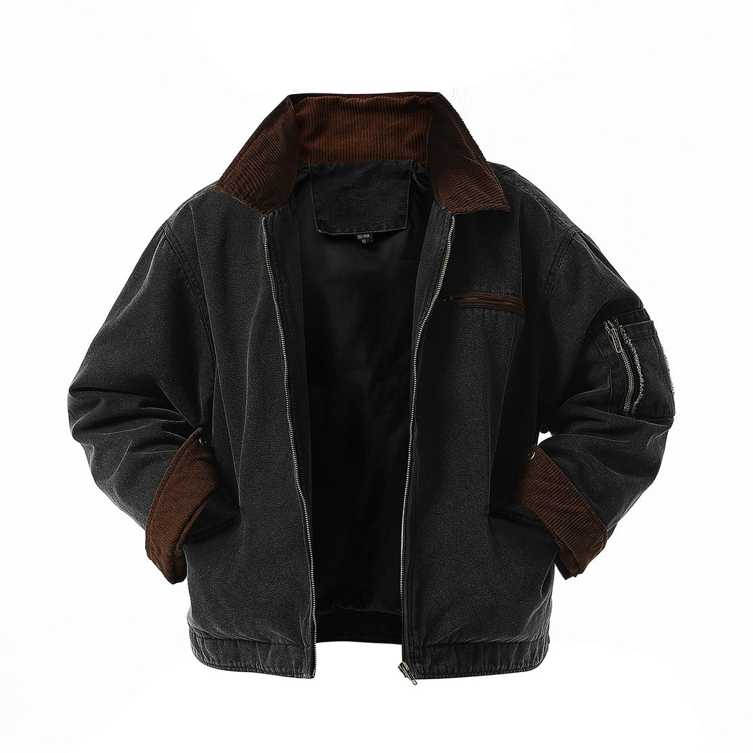 Herren urbane Übergangsjacke mit strukturiertem Stehkragen und zahlreichen praktischen Taschen Aliams
