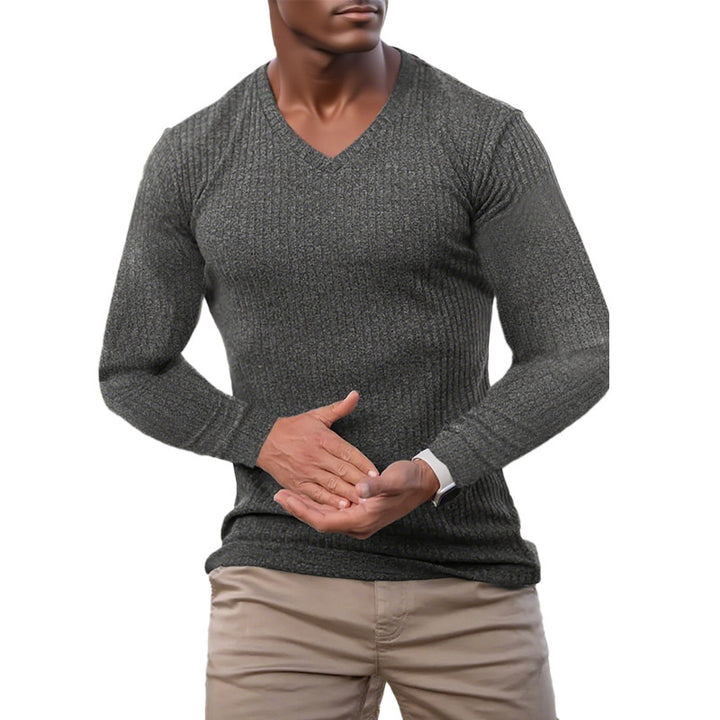 Herren elegantes V-Ausschnitt Pullover aus strukturiertem Strickmaterial Aliams