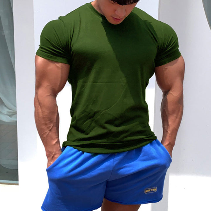 Herren körperbetontes Fitness-T-Shirt und kurze Sportshorts Set Aliams