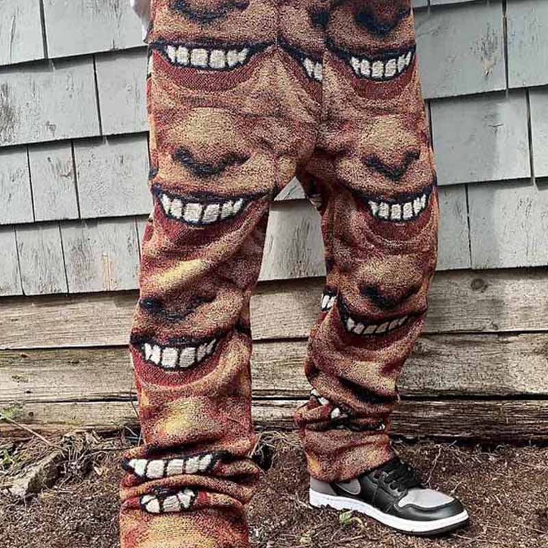 Herren kreative Freizeithose mit auffälligem Gesichtsmuster Aliams