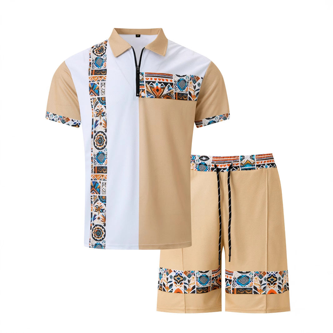 Herren Freizeit-Set mit modernem Grafikdesign und elastischem Bund Aliams