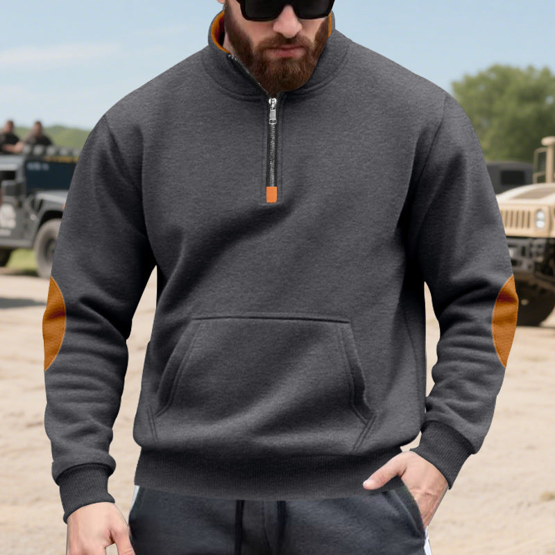 Herren Hoodie mit modischem Stehkragen und Kontrastdetails Aliams