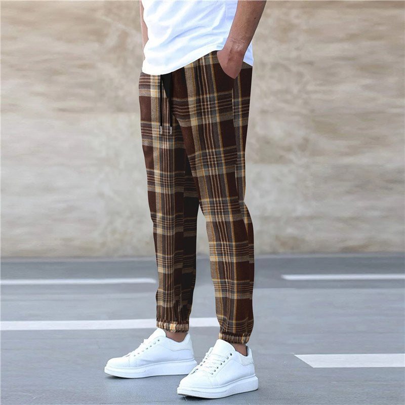 Herren gemütliche Flanell-Hose mit praktischen Seitentaschen und elastischem Bund Aliams