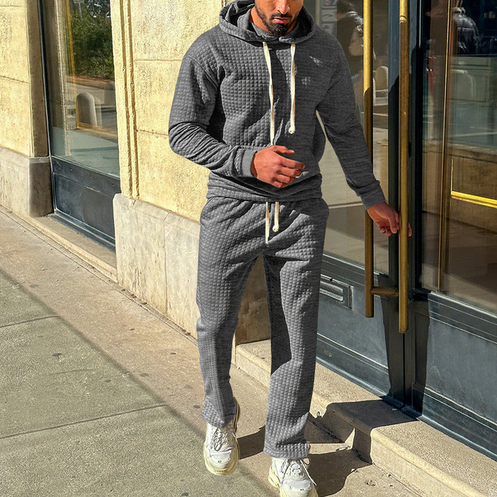 Herren bequemer Kapuzensweatanzug aus strukturiertem Material Aliams