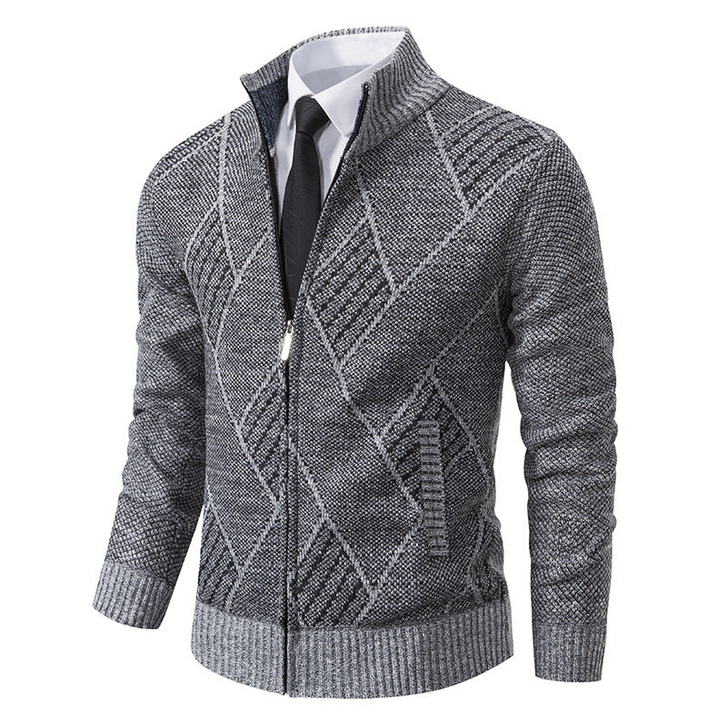 Herren Strickjacke mit modernem Zopfdesign und praktischem Reißverschluss Aliams