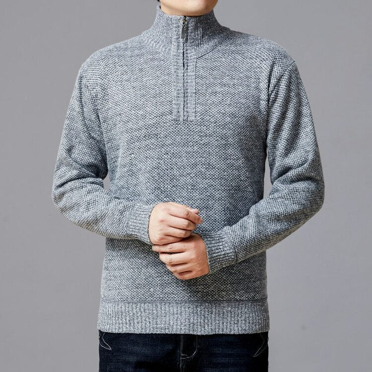 Herren Strickpullover mit modernem Stehkragen und strukturierter Oberfläche Aliams