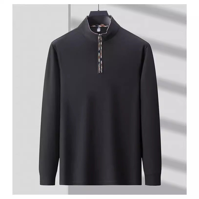 Herren Sportliches Langarmshirt mit Stehkragen und modischem Reißverschluss Aliams