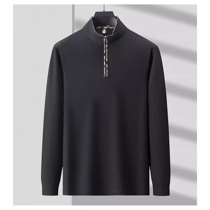 Herren Sportliches Langarmshirt mit Stehkragen und modischem Reißverschluss Aliams