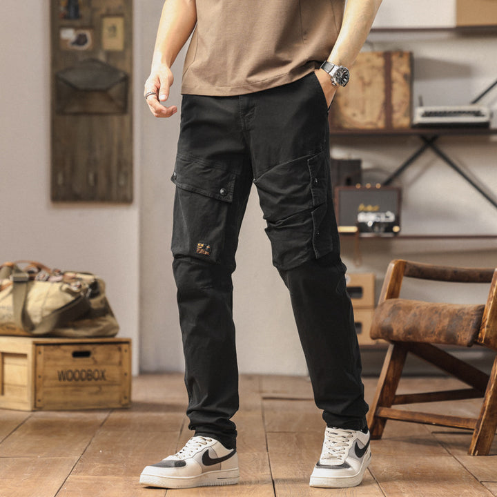 Herren robuste Cargo-Hose mit elastischem Bund und multifunktionalen Taschen Aliams
