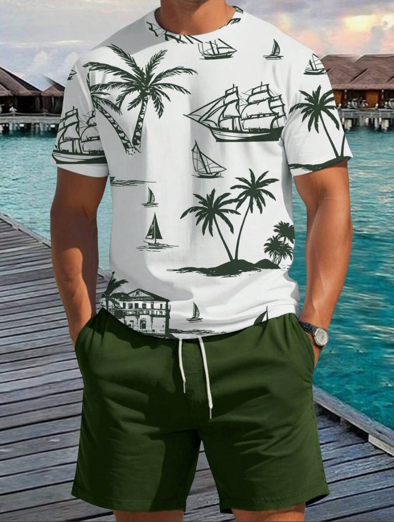 Herren Kurzarm-Shirt mit maritimem Motiv und entspannter Passform Aliams