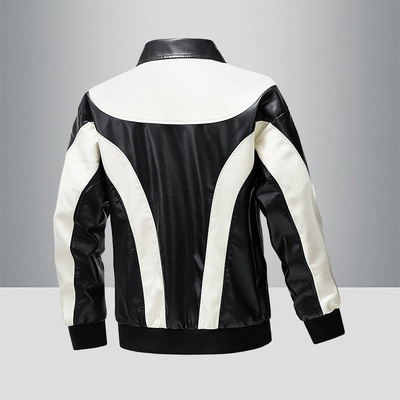 Herren Kunstlederjacke im modernen Design mit kontrastierenden Akzenten Aliams