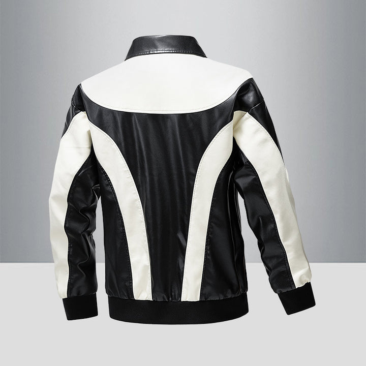 Herren Kunstlederjacke im modernen Design mit kontrastierenden Akzenten Aliams