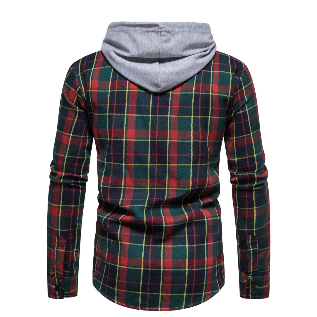 Herren Flanellhemd mit Kapuze und kariertem Design Aliams