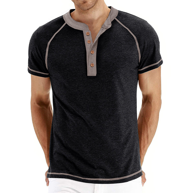 Herren Kurzarm-Henley-Shirt mit kontrastierenden Details und bequemer Passform Aliams