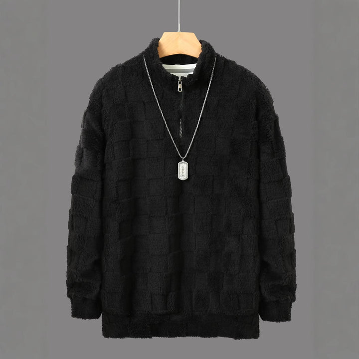 Herren Fleece-Pullover mit Reißverschluss und strukturiertem Design Aliams