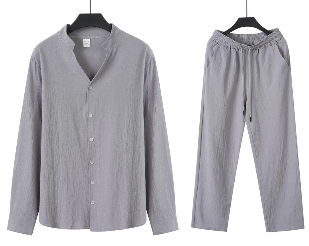 Herren Bequemes und stylisches Schlafanzug-Set mit Hemd und Hose Aliams