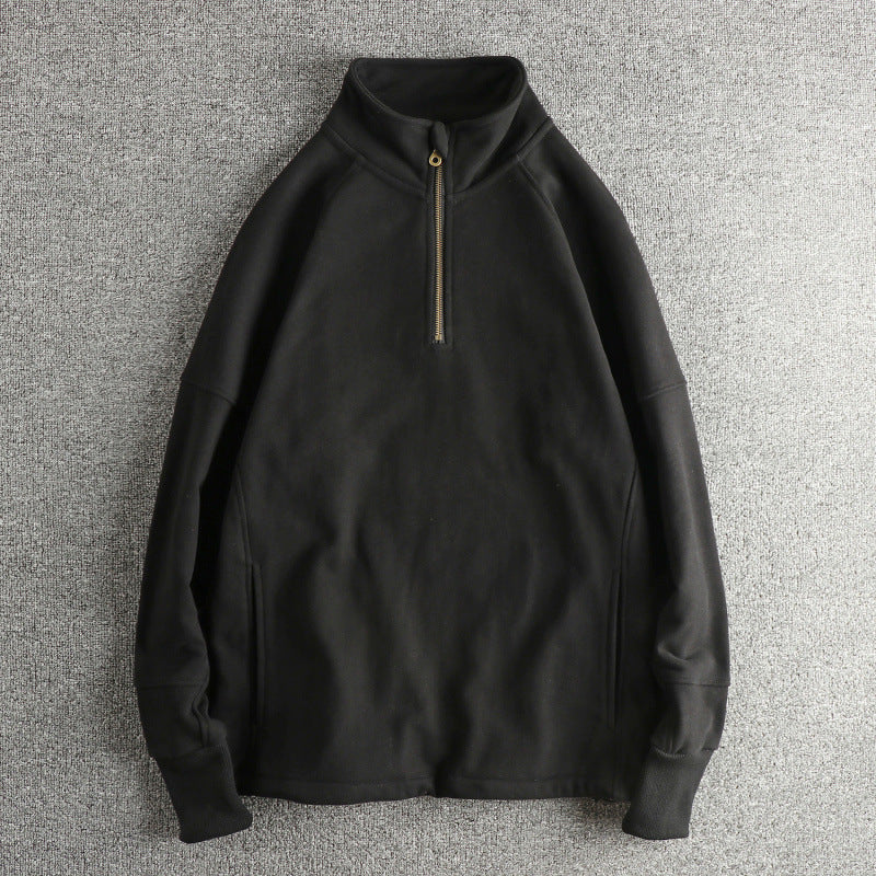 Herren Fleecejacke mit halbem Reißverschluss und seitlichen Eingrifftaschen Aliams