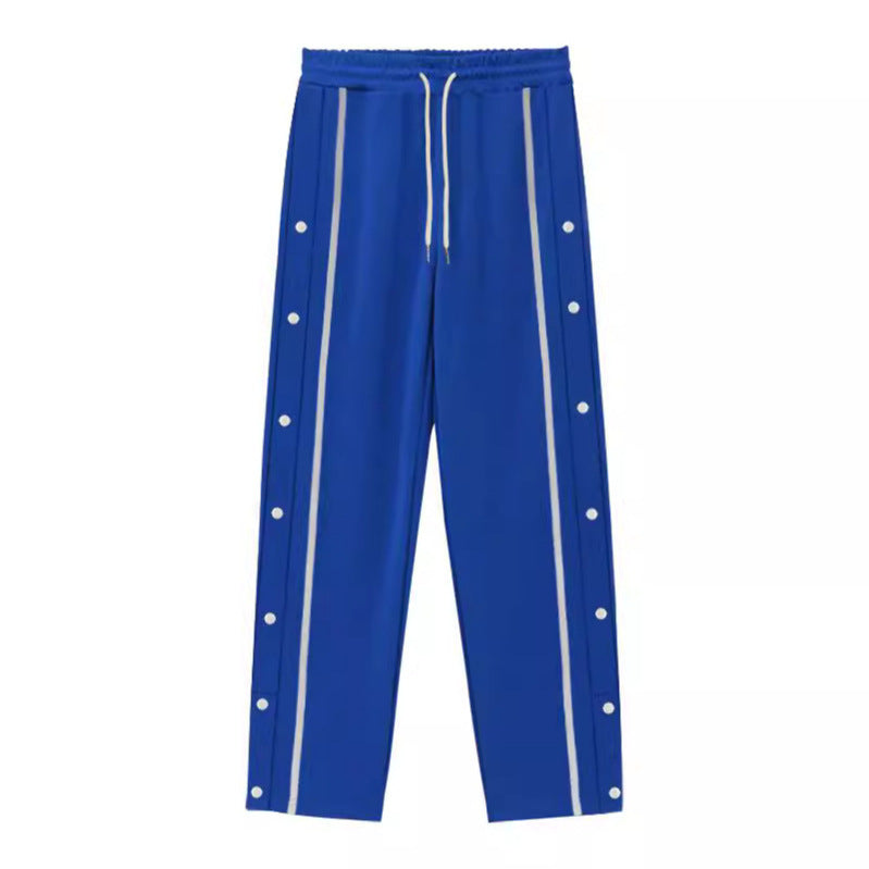 Herren Sportliche Sweatpants mit seitlichen Druckknöpfen und Kontraststreifen Aliams