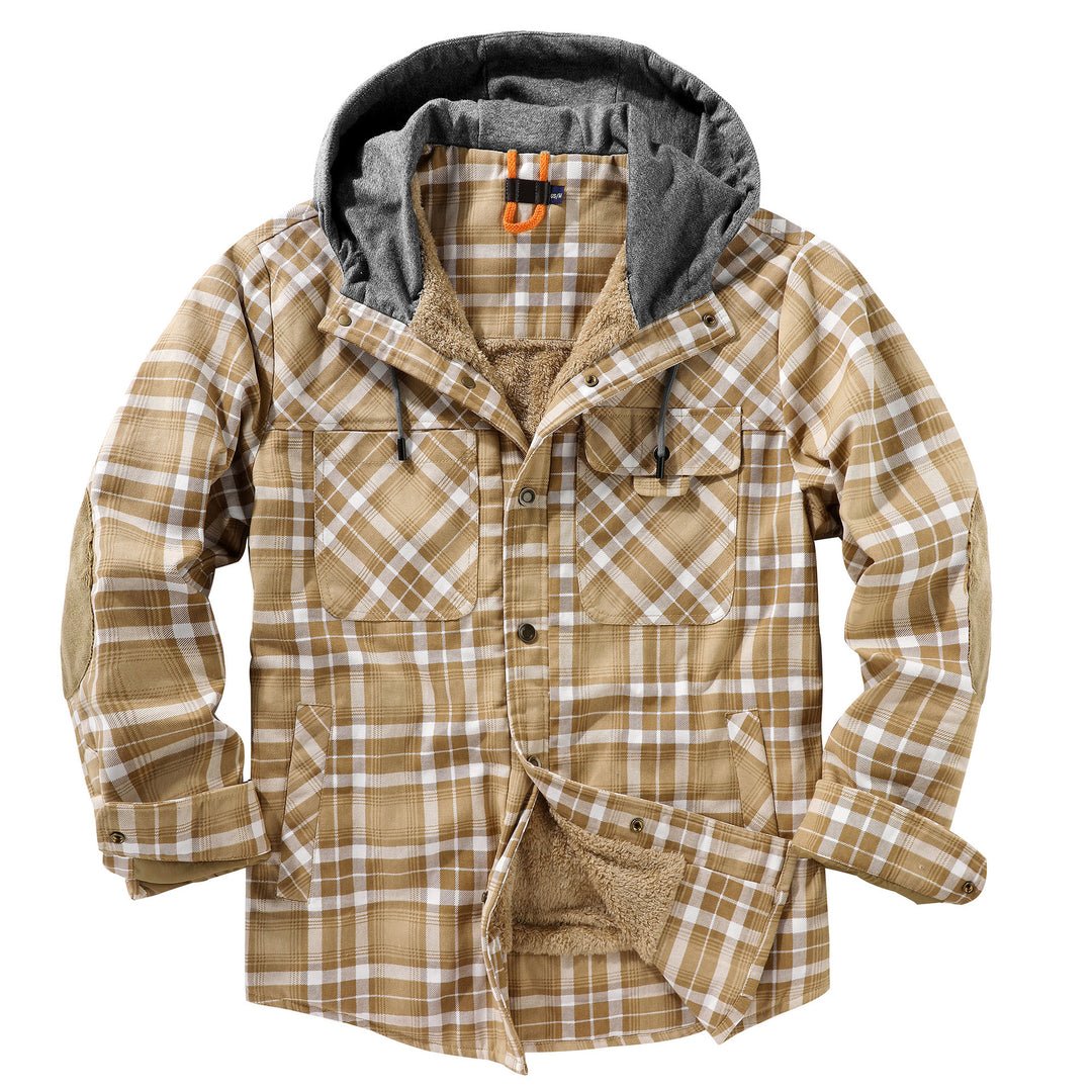 Herren Flanelljacke mit Kapuze und weichem Futter Aliams