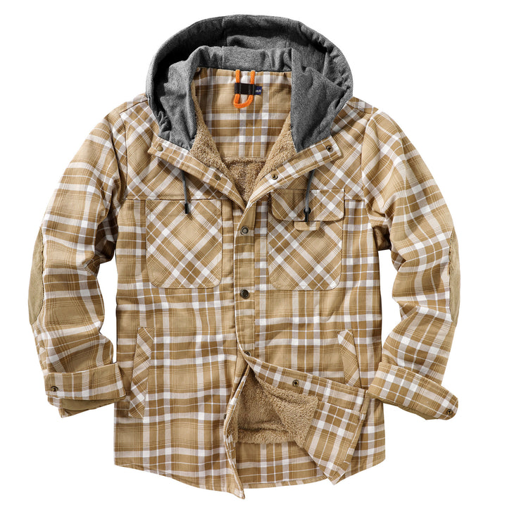 Herren Flanelljacke mit Kapuze und weichem Futter Aliams