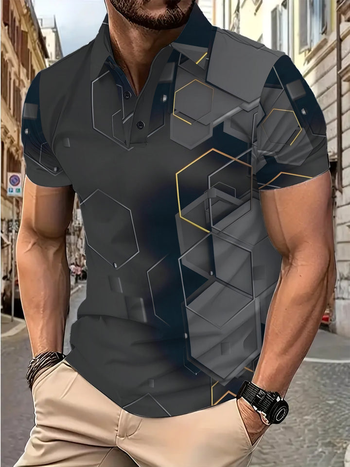 Herren Poloshirt mit modernen geometrischen Akzenten Aliams