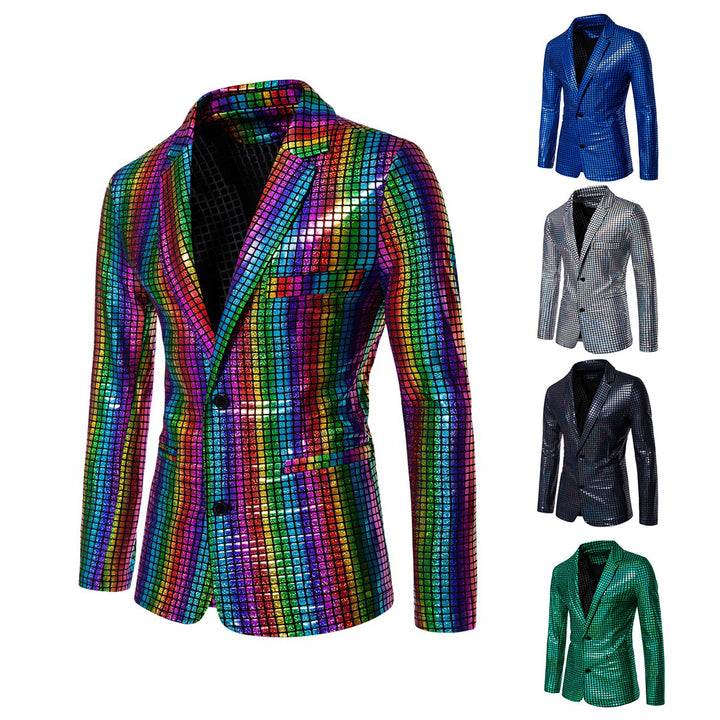 Herren glänzender Paillettenblazer mit modernem Design Aliams
