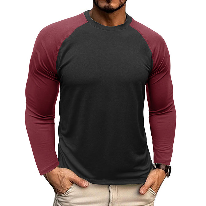 Herren Raglan-Langarmshirt aus atmungsaktivem Baumwollmix mit Kontrastärmeln Aliams