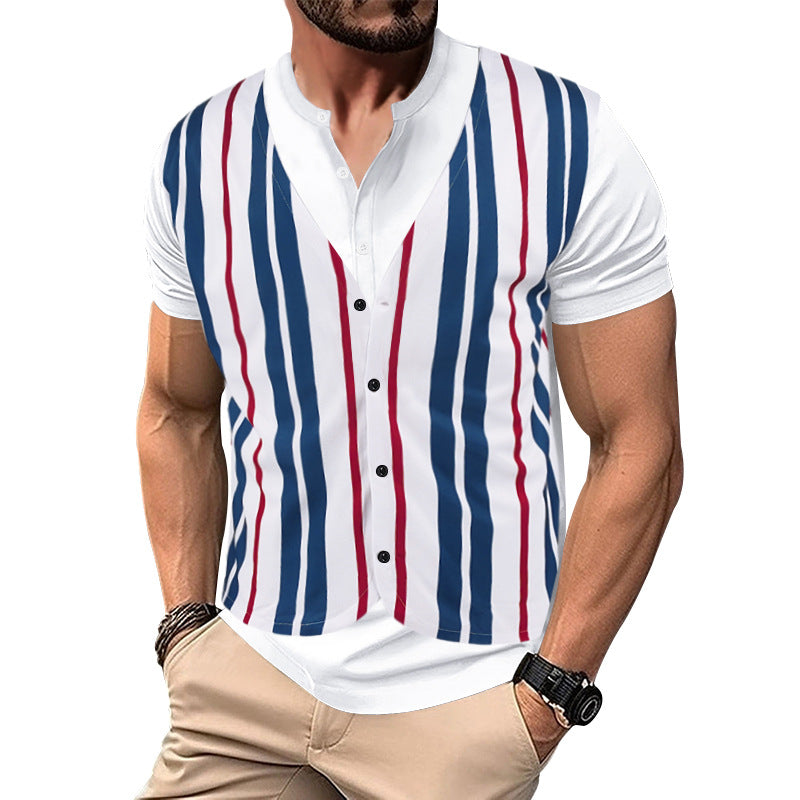 Herren Hemd-Weste Kombination mit modernem Streifenmuster Aliams