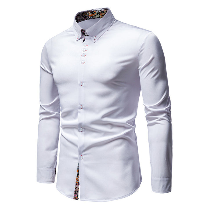 Herren elegantes Langarmhemd mit auffälligem Paisley-Muster Aliams
