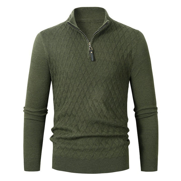 Herren Strickpullover mit modernem Rautenmuster und Reißverschluss Aliams