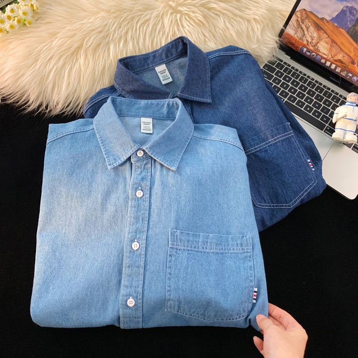 Herren Denim Longsleeve Hemd mit klassischem Button-Down-Kragen Aliams