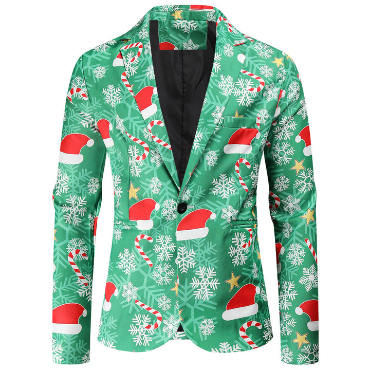 Herren Festlicher Blazer mit weihnachtlichem Motiv und modernem Schnitt Aliams