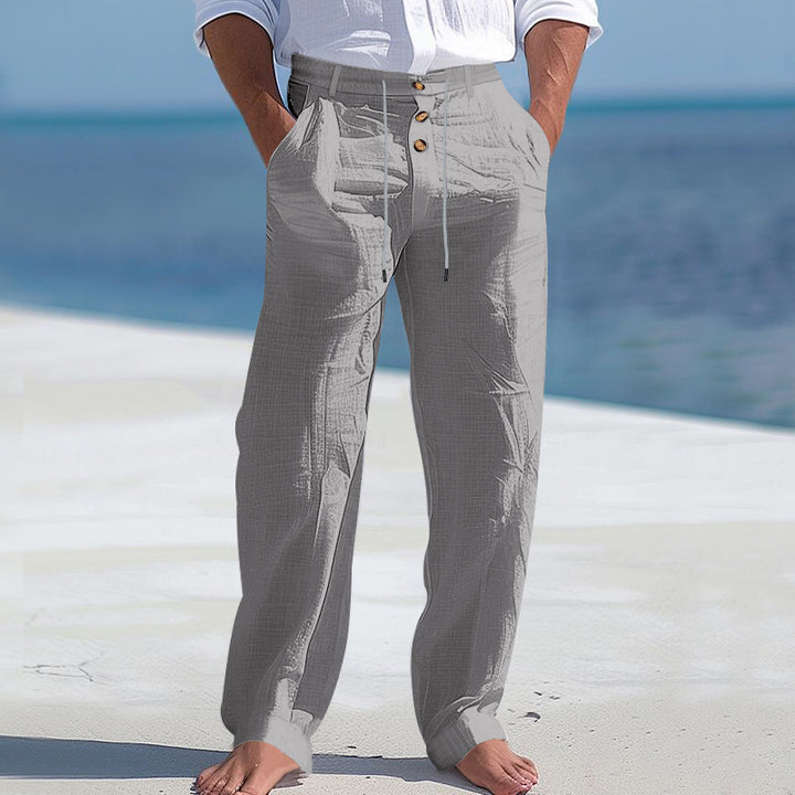 Herren bequeme Strandhose mit elastischem Bund und Knopfverschluss Aliams