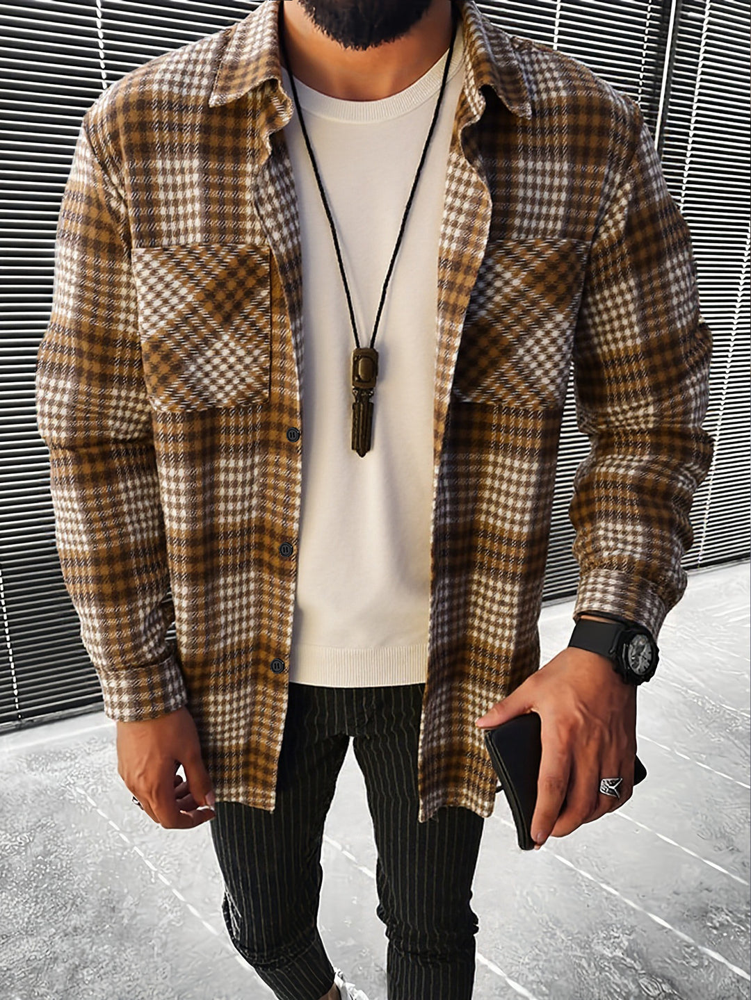 Herren Karierte Flanell Hemdjacke Aliams