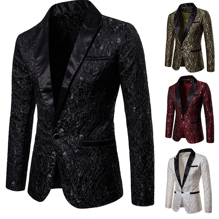 Herren Extravaganter Paillettenblazer mit floralem Jacquard-Muster Aliams