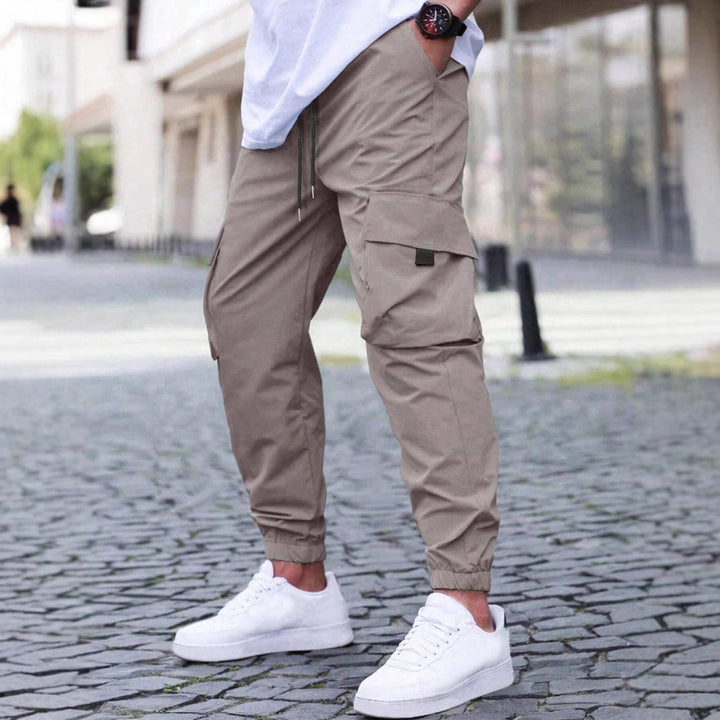 Herren praktische Cargo-Jogginghose mit elastischem Bund und mehreren Seitentaschen Aliams