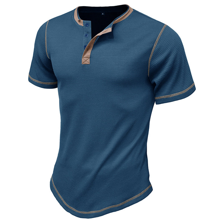 Herren Kurzarm-Henley-Shirt mit kontrastierenden Designelementen Aliams