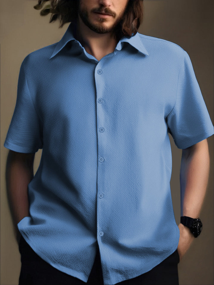 Herren Kurzarm-Hemd mit strukturiertem Gewebe und modernen Details Aliams