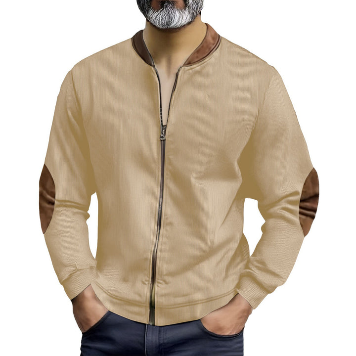 Herren sportliche Bomberjacke mit modernen Lederakzenten Aliams