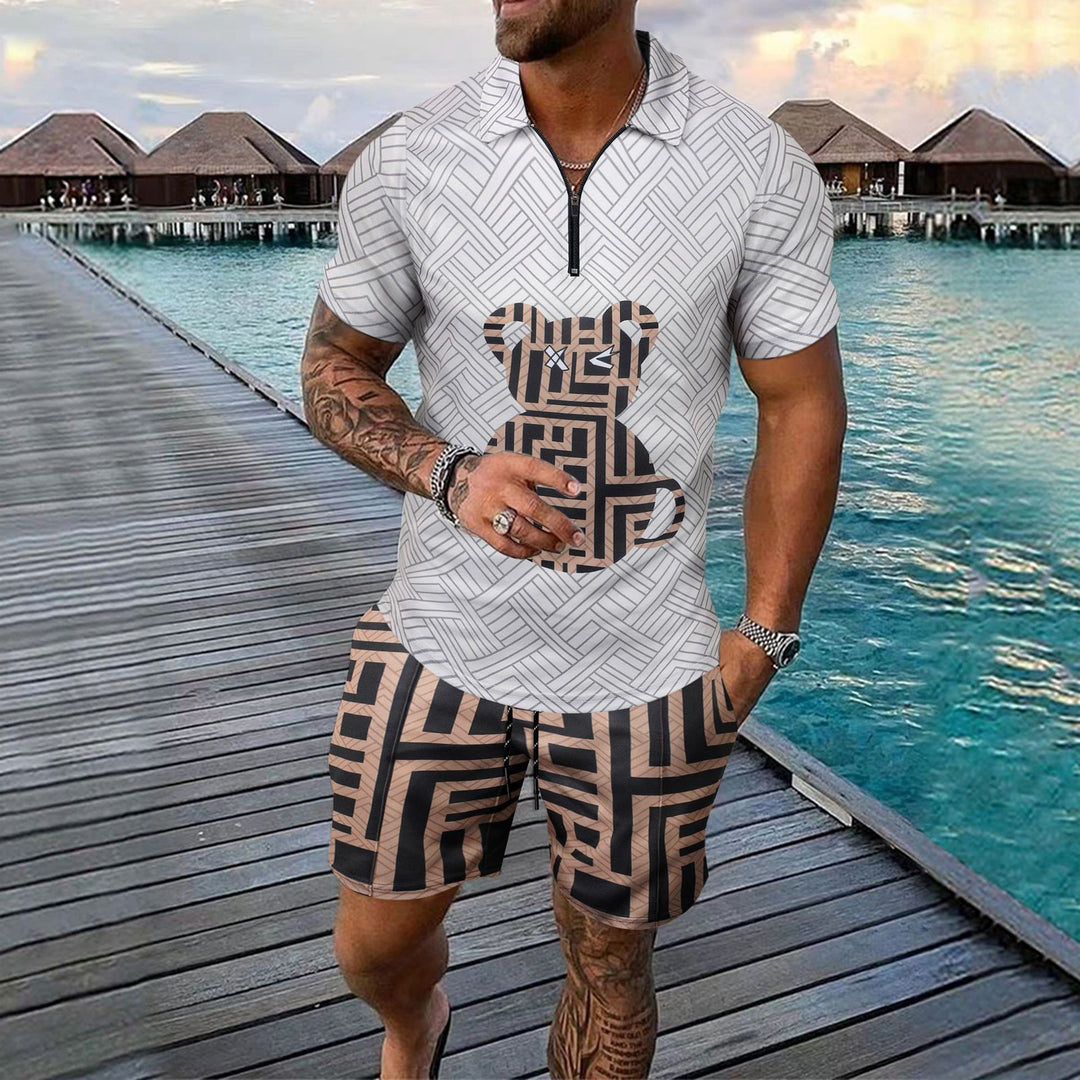 Herren Sportliches Oberteil mit kurzem Reißverschluss und stylischen Shorts Aliams