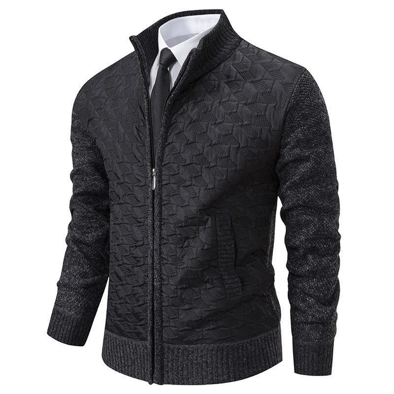 Herren elegante Hybridjacke mit Steppdesign und raffinierten Strickärmeln Aliams