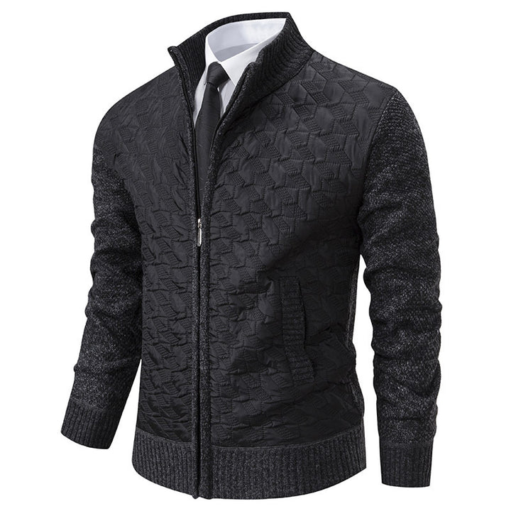 Herren elegante Hybridjacke mit Steppdesign und raffinierten Strickärmeln Aliams