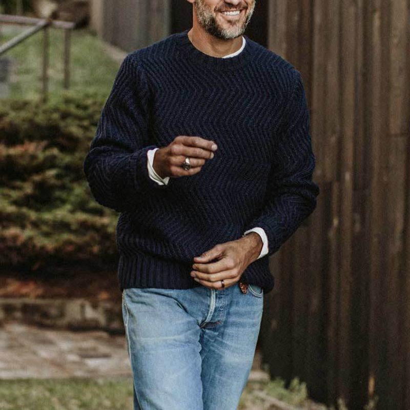 Herren strukturiertes Strickpullover mit feinem Wellenmuster Aliams