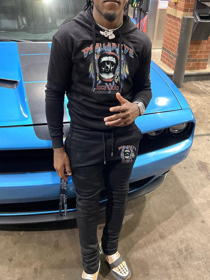 Herren Hoodie und Sweatpants Set mit künstlerischem Druck Aliams