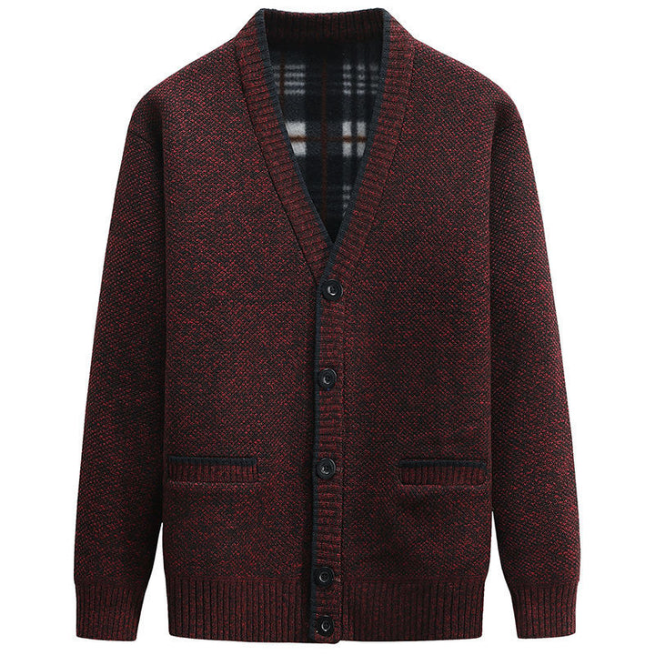 Herren stilvolle Strickjacke mit V-Ausschnitt und liebevollen Details Aliams