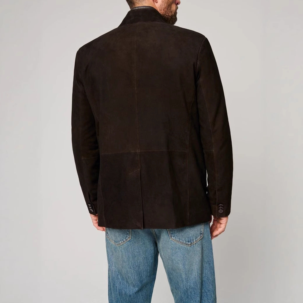 Herren Wildlederjacke im klassischen Schnitt mit Stehkragen und praktischen Taschen Aliams