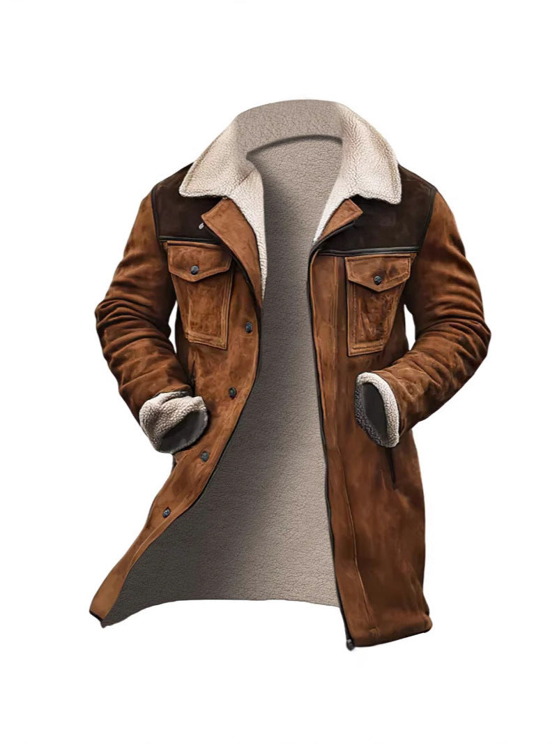 Herren verspielt schicke Wildlederjacke mit warmem Fleecefutter Aliams