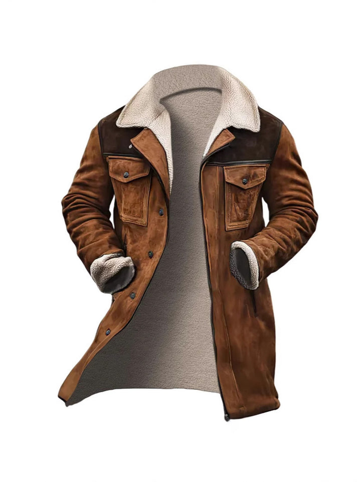 Herren verspielt schicke Wildlederjacke mit warmem Fleecefutter Aliams