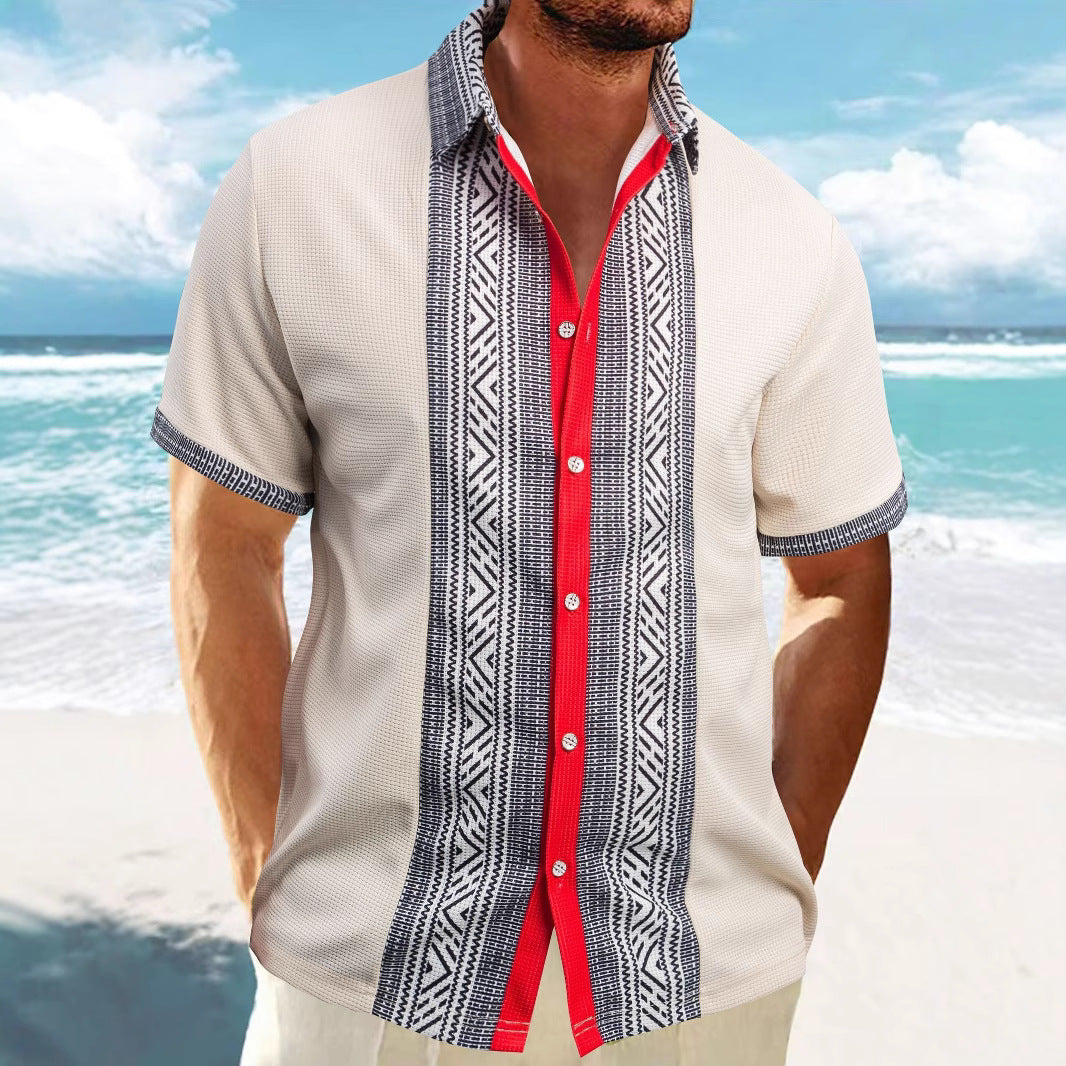 Herren Kurzarmhemd mit ethnischem Muster Aliams