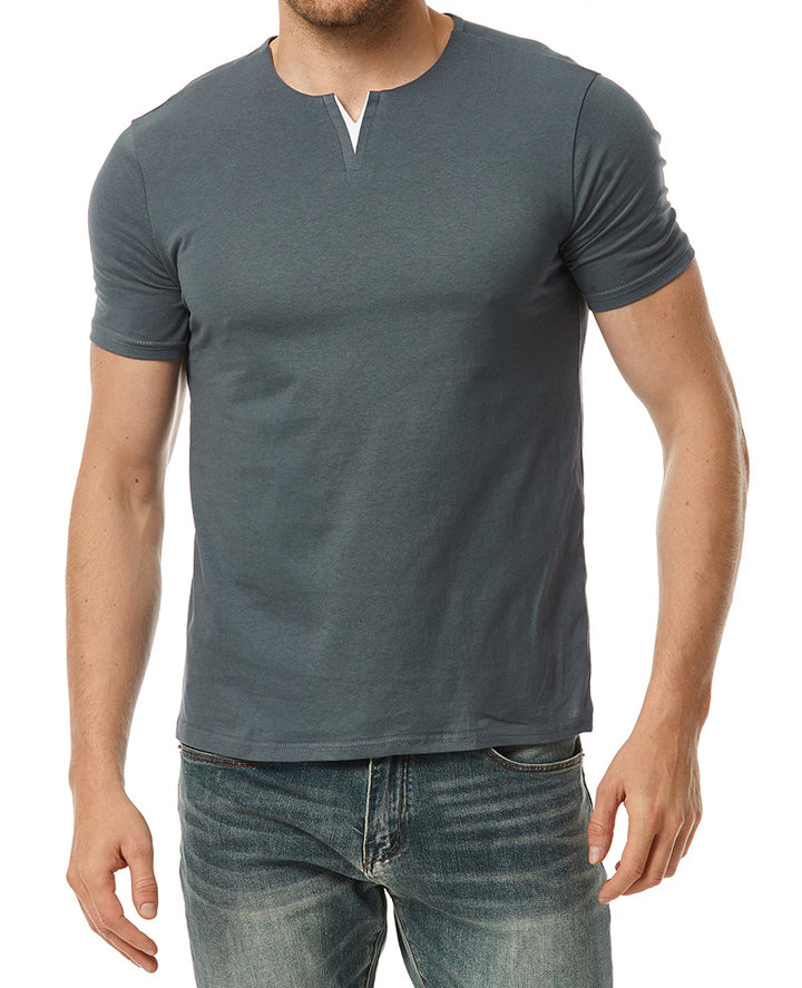 Herren Kurzarm-Henley-Shirt mit modernem Ausschnitt und bequemer Passform Aliams